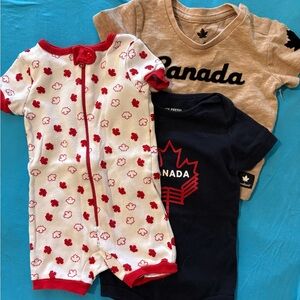 Canada Maple Leaf Bodysuit Set - Red, White, Black